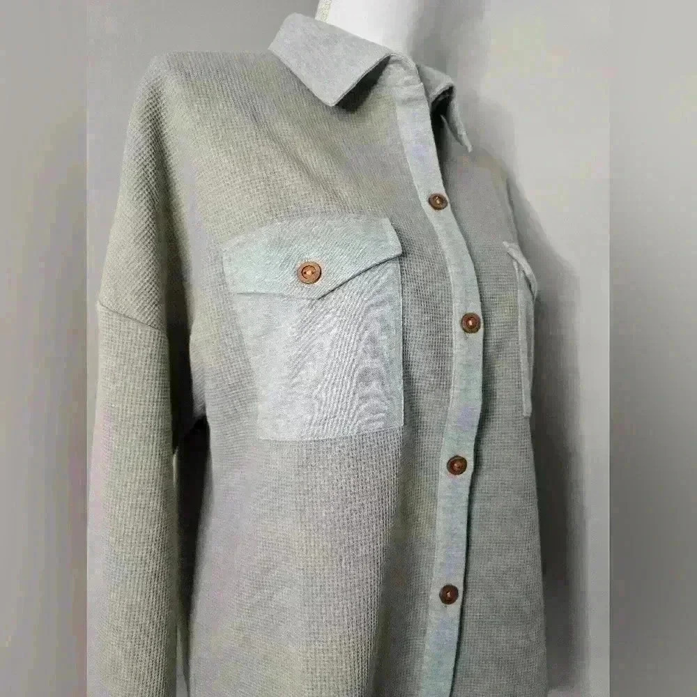 Grey Two-Toned Shacket - Picture 7 of 10